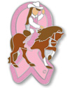 Sports Girl Cowgirl Pink Ribbon Pin