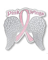 Silver Wings Pink Ribbon Pin