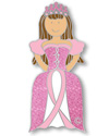 Princess Glitter Brunette Pink Ribbon Pin