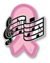 Music Note Pink Ribbon Pin
