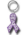 Flower Power Purple Ribbon Key Chain or Zipper Pull