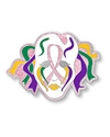 Mardi Gras Mask Pink Ribbon Pin