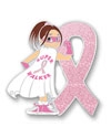 Super Walker Girl Pink Ribbon Pin