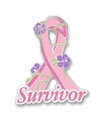 Survivor Flowers and Ivy Pink Ribbon Pin