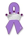 Crown Purple Ribbon Pin