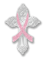 Pink Ribbon Cross pin