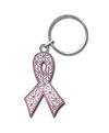 Flower Power Pink Ribbon Key Chain or Zipper Pull