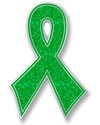 Green Bling Ribbon Pin