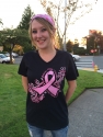 Swirl Pink Ribbon V-Neck T-Shirt in Black  