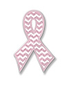 Chevron Ribbon White and Pink Pin