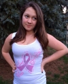 Pink Ribbon Ribbed White Tank Top 