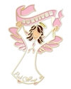 Angel Brunette "Survivor" Pink Ribbon Pin