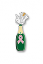 Champagne Bottle Pink Ribbon Pin