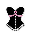 Black Bust Bustier Pink Ribbon Pin